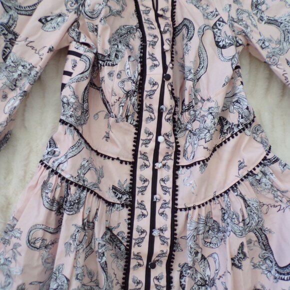 NWT Marchesa floral pink cotton midi dress 8 - Picture 4 of 13